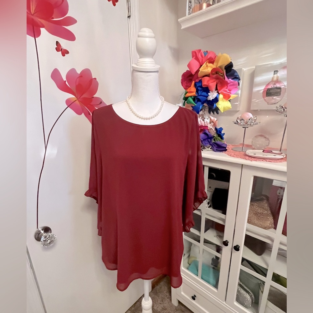 Burgundy Chiffon Blouse